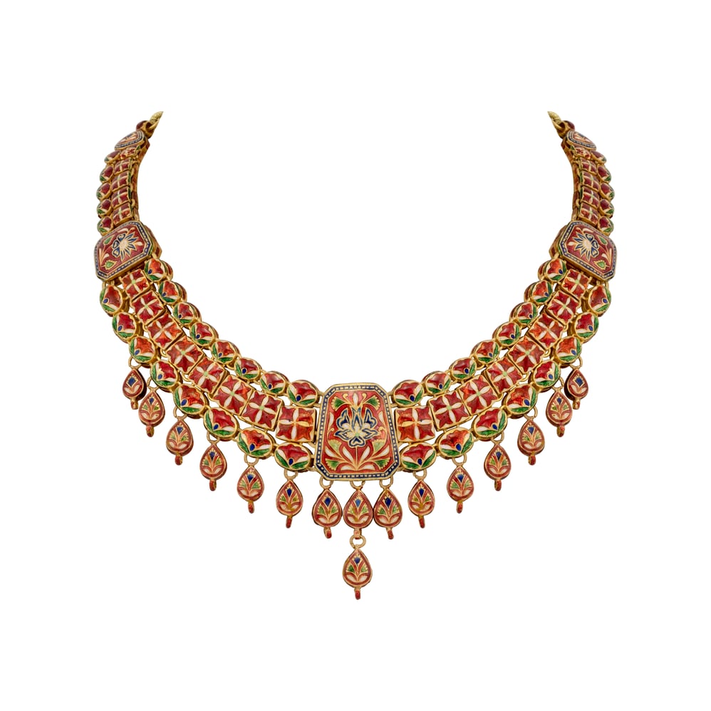 Gold Polki Choker with Pear-Shaped Drops